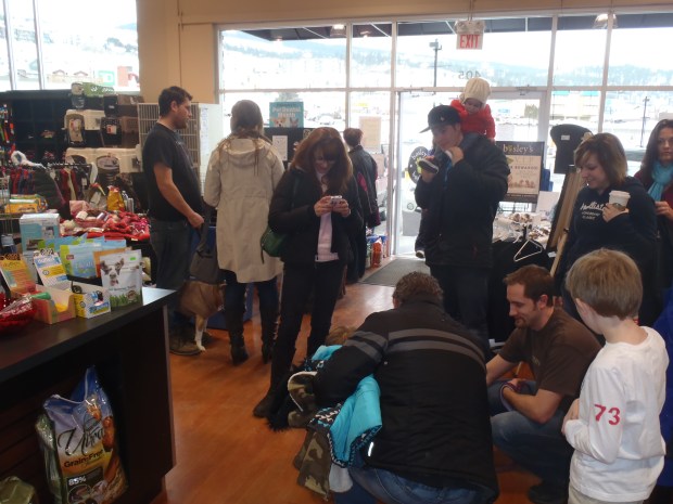 Big turnout of pitbull lovers at Bosley's Pet Store in Kamloops today.