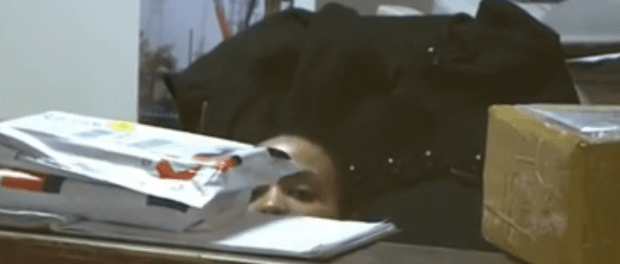 Hiding under your desk isn't the best idea. (YouTube screenshot)