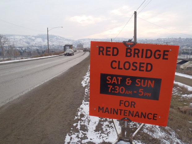 Red Bridge will be closed for maintenance this weekend.