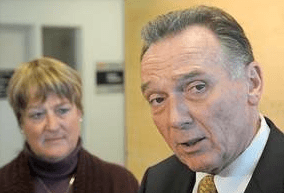 Then-Environment Minister Peter Kent and MP Cathy McLeod talking about Ajax. (Kamloops Daily News)