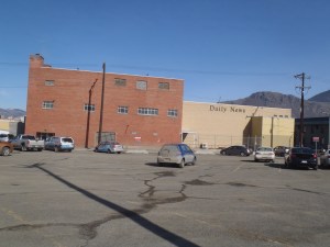 Parking lot behind Kamloops Daily News building.