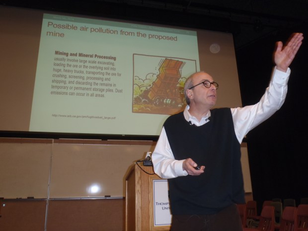 Dr. Peter Tsigaris speaks to 200 people at TRU on Sunday.