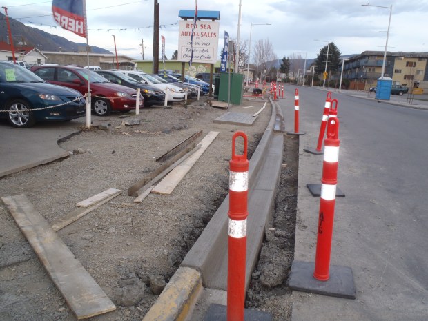 First concrete has been poured for Tranquille Road sidewalks.