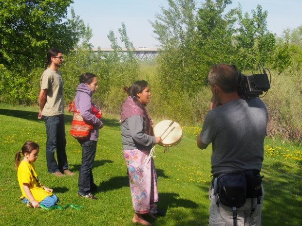 Protesters at drill.