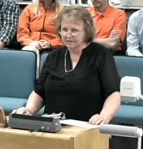 Resident Joanne Forde at council meeting.