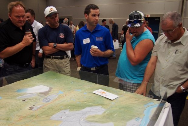 Jean Paul Salley, a KGHM external affairs specialist, discusses details of the mine's new footprint.