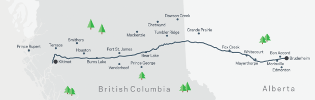 (Northern Gateway route. (source: enbridge.com)