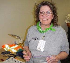Deb Silk with a few of the things animal rescuers carry with them.