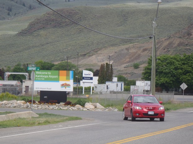 Roundabout is contemplated for exit from airport onto Tranquille Road.
