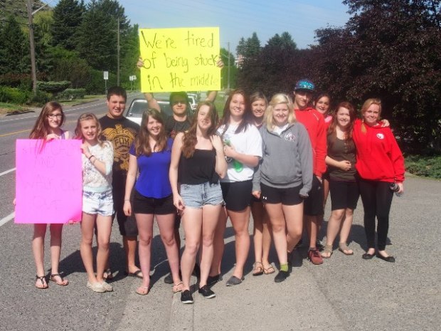 Valleyview secondary students told by school staff Wednesday they could protest, but not on school property.