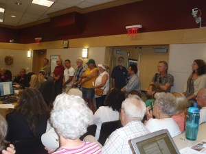 Standing-room only crowd in City council chambers today.
