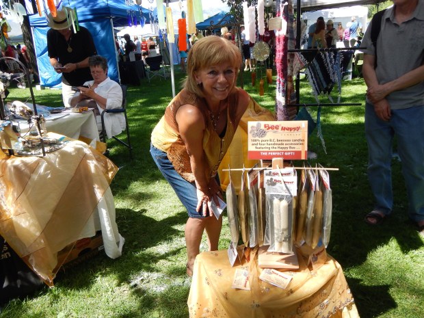 Lorraine Winter and her Bee Happy candles at Art in the Park.