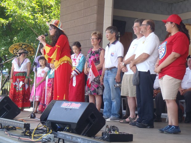Members of Multicultural Association wished Canada a happy birthday in many languages.