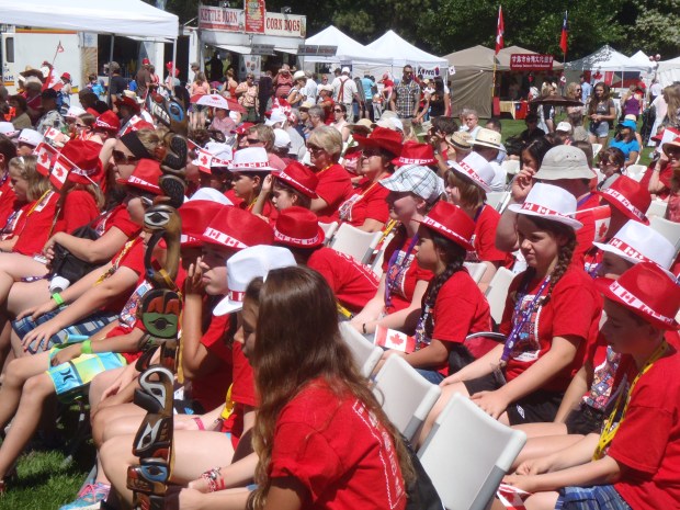 Heritage Fair students listened and watched at opening ceremonies.