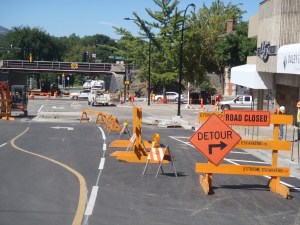 View down First Avenue toward Victoria, Lansdowne and Lorne.