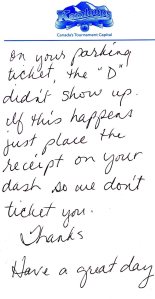 Helpful hint for parking downtown.