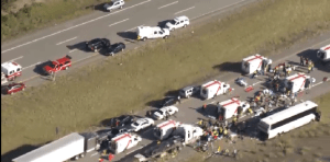 Accident scene Thursday. (Global screen grab).