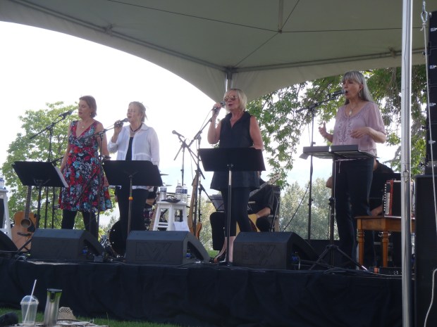 Left to right, Quartette members Caitlin Hanford, Gwen Swick, Cindy Church and Sylvia Tyson at Sunday's outdoor concert.