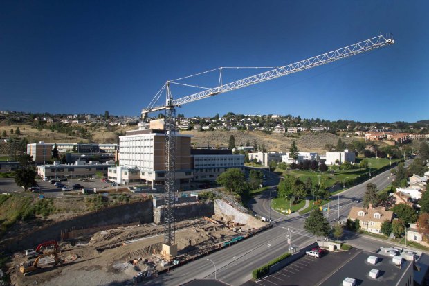 The crane at Royal Inland Hospital.  (Photo courtesy Don Johnson, Interior Health.)