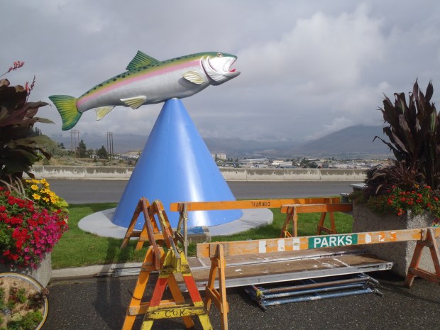 Kamloops' trout has a new paint job, including a bright red tongue.