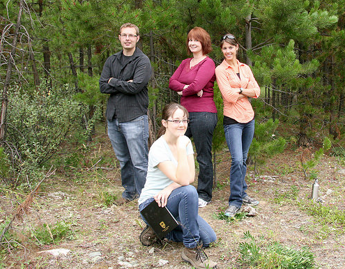 Dr. Cynthia Ross-Friedman with some of her students. From left, Cameron Boyda, Dr. Ross-Friedman, Rolena Debruyn. Front, Baylee Out. (TRU photo)