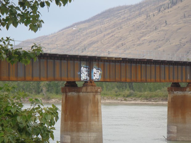 Tagger left calling card on CN crossing beside Halston. 