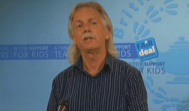 BCTF president Jim Iker delivers the news.