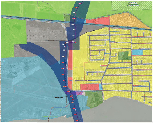 Map shows proposed route via West Tranquille.