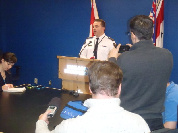 Supt. Brad Mueller at media conference.