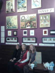 Artists June Laura Emery, Jennifer Ste. Marie and Jack Chadwick at art show.