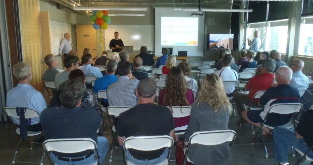Dave Teasdale talks to gathering at Kamloops Centre for Water Quality.