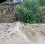 Flood waters rushed down from above.