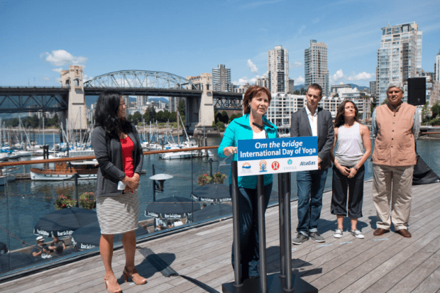 Clark on the bridge earlier in week. (B.C. Govt)