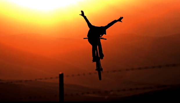 Scene from mountain biking film unReal.