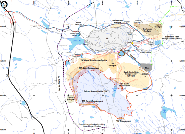 Map of minesite included in updated Environmental Assessment Office document. 