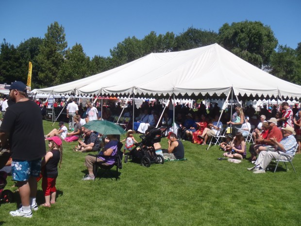 Tent in front of bandshell kept audience cool.