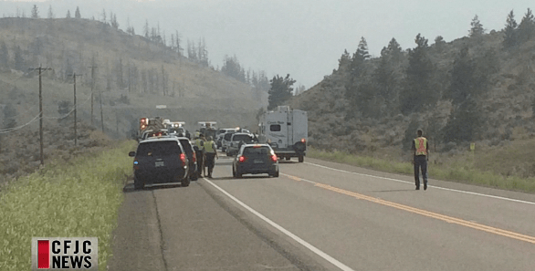Scene of crash near Cherry Creek. (Screen grab, CFJC video)