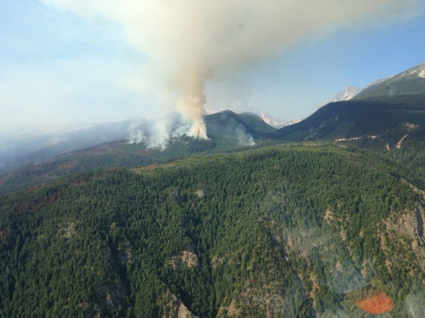 Area of Cisco Road fire which saw a flare-up Saturday. (B.C. Wildfire Management Branch)