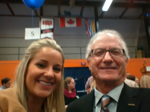 Brittany Kapsha and the Armchair Mayor at awards day.