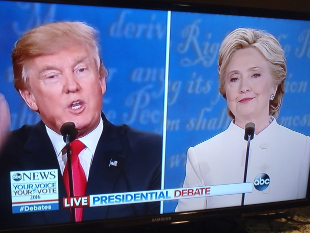 Trump and Clinton in the last debate.