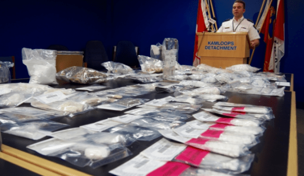 Illegal drugs, including fentanyl tablets, were seized by Kamloops RCMP earlier this year. (NewsKamloops file photo)