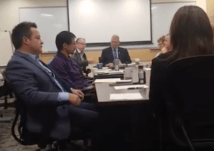 Committee of the whole meeting of Nanaimo City council. (Facebook video grab, Amanda Orum)