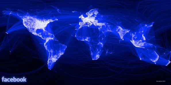 Facebook's global reach, as visualized by Facebook intern Paul Butler in 2010.