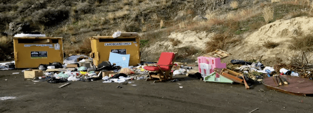 Mess at Ord Road recycling depot.