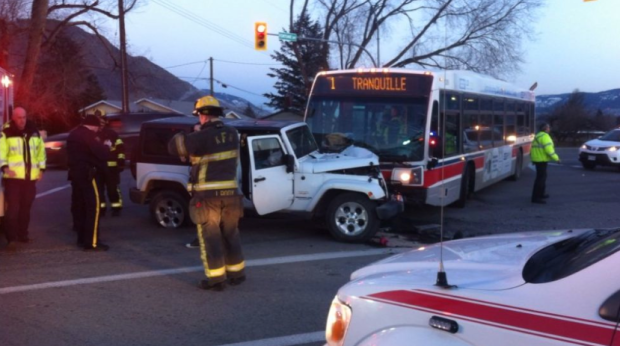 Three passengers were taken to RIH after accident today. (Photo courtesy CFJC)