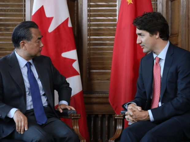 Prime Minister Trudeau with Chinese Foreign Minister Wang Yi. (PMO photo)